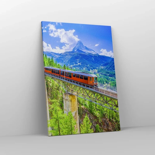 Canvas picture - Train Through the Alps - 70x100 cm