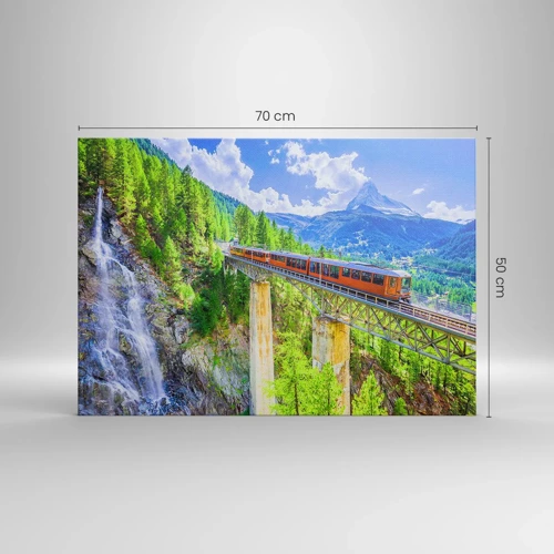 Canvas picture - Train Through the Alps - 70x50 cm