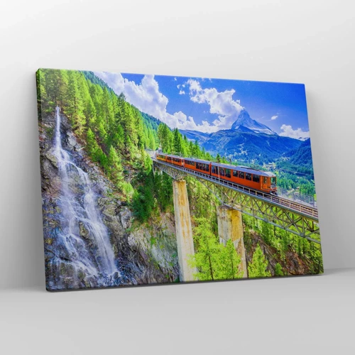 Canvas picture - Train Through the Alps - 70x50 cm