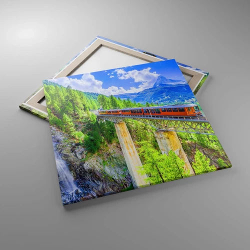 Canvas picture - Train Through the Alps - 70x70 cm