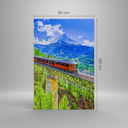 Canvas picture - Train Through the Alps - 80x120 cm