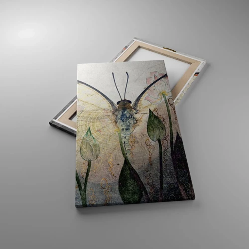 Canvas picture - When a Butterfly is Swinging on the Grass - 45x80 cm