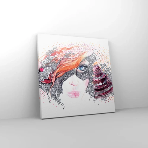 Canvas picture - With Her everyday Is Holiday - 30x30 cm