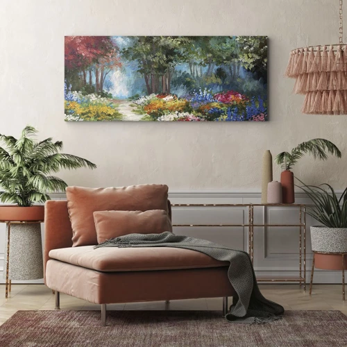 Canvas picture - Wood Garden, Flowery Forest - 120x50 cm