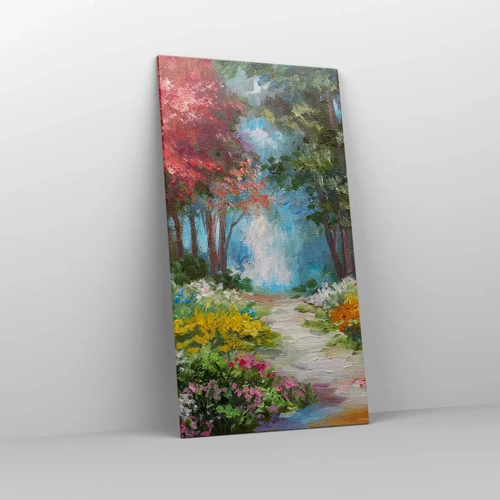 Canvas picture - Wood Garden, Flowery Forest - 65x120 cm