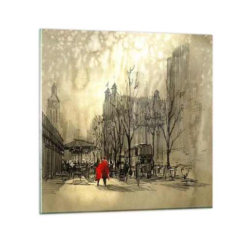 Glass picture - A Date in London Fog - 30x30 cm
