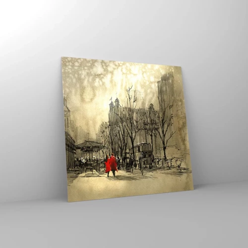 Glass picture - A Date in London Fog - 30x30 cm