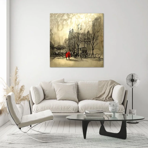 Glass picture - A Date in London Fog - 50x50 cm