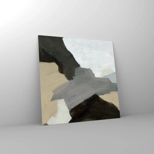 Glass picture - Abstract: Crossroads of Grey - 40x40 cm