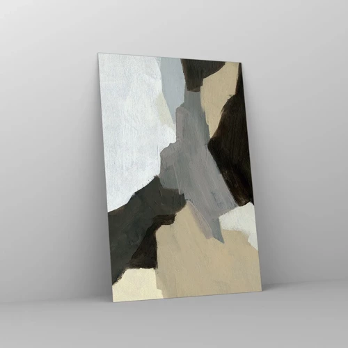 Glass picture - Abstract: Crossroads of Grey - 80x120 cm