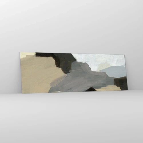 Glass picture - Abstract: Crossroads of Grey - 90x30 cm