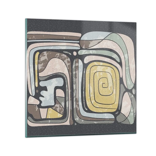 Glass picture - Abstract in Precolumbian Style  - 30x30 cm