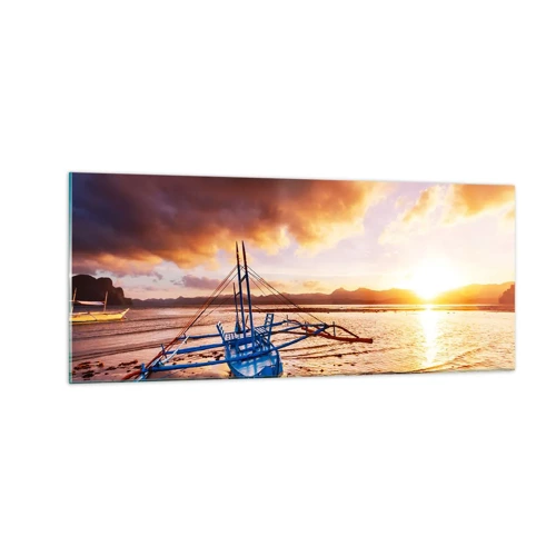 Glass picture - After a Long Day, Stretching on the Sand - 100x40 cm