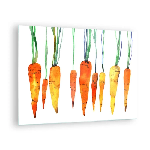 Glass picture Arttor 70x50 cm - Beauty of Common Carrot - Gastronomy, Carrot, Graphics, Watercolors, Painting, For living-room, For bedroom, Orange, Green, Horizontal, Glass, GAA70x50-3826
