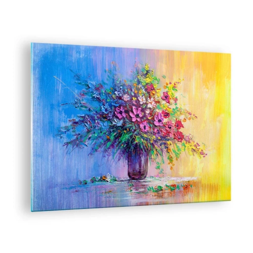 Glass picture Arttor 70x50 cm - Gift from Summer Meadow - Flowers In A Vase, Art, Bouquet Of Flowers, Painting, Artistic Art, For living-room, For bedroom, Blue, Yellow, Horizontal, Glass, GAA70x50-4117