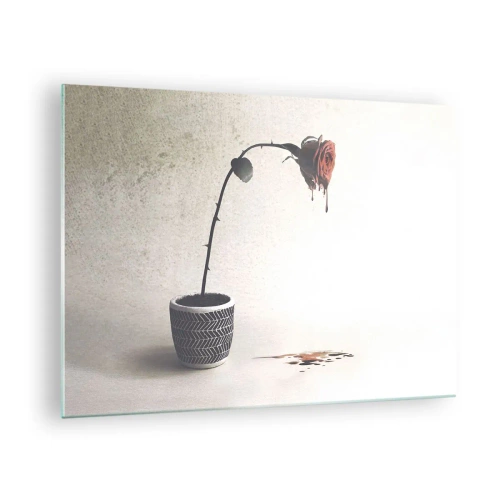 Glass picture Arttor 70x50 cm - Rosa Dolorosa - Abstraction, Rose, Art, Symbol, Painting, For living-room, For bedroom, White, Brown, Horizontal, Glass, GAA70x50-4501