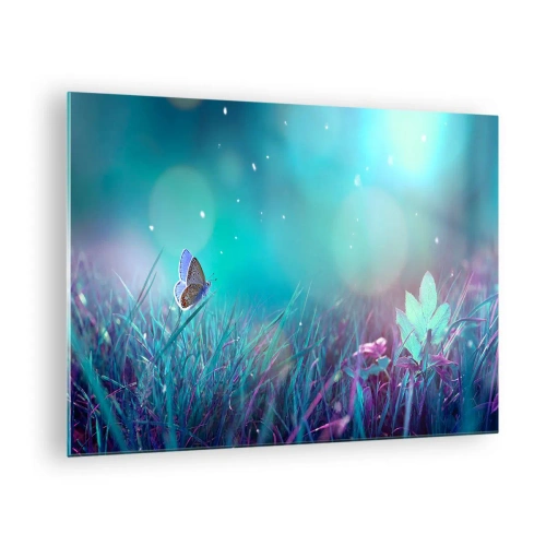 Glass picture Arttor 70x50 cm - Secret Life of a Meadow - Butterfly, Meadow, Art, Nature, Pastel Colors, For living-room, For bedroom, Blue, Horizontal, Glass, GAA70x50-4077