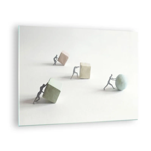 Glass picture Arttor 70x50 cm - That's Life - Abstraction, People, Work, Art, Graphics, For living-room, For bedroom, Blue, Pink, Horizontal, Glass, GAA70x50-4688