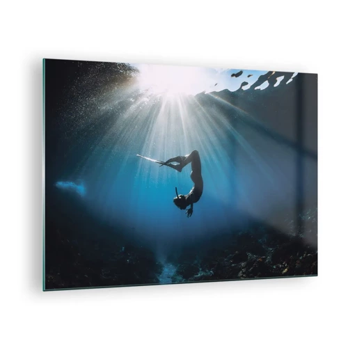 Glass picture  Arttor 70x50 cm - Underwater dance - Underwater Cave, Rays Of The Sun, Diving, Nature, Adventure, For living-room, For bedroom, White, Black, Horizontal, Glass, GAA70x50-5097
