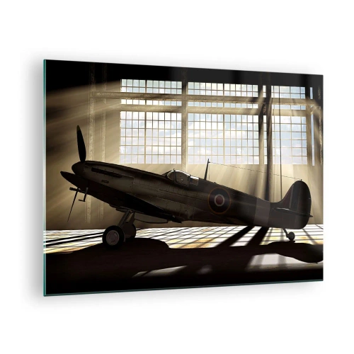Glass picture Arttor 70x50 cm - Warrior's Rest - Aircraft, Aircraft Hangar, Plane, Legend, Travels, For living-room, For bedroom, Brown, Black, Horizontal, Glass, GAA70x50-2969