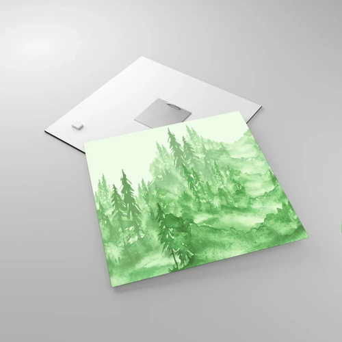 Glass picture - Behind a Green Fog - 30x30 cm