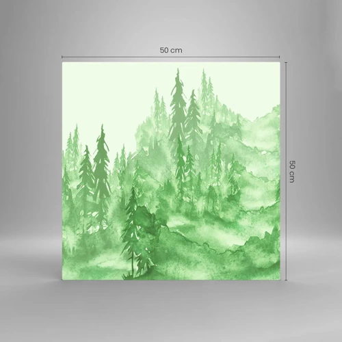 Glass picture - Behind a Green Fog - 50x50 cm