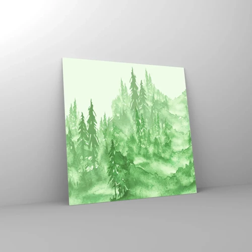 Glass picture - Behind a Green Fog - 50x50 cm
