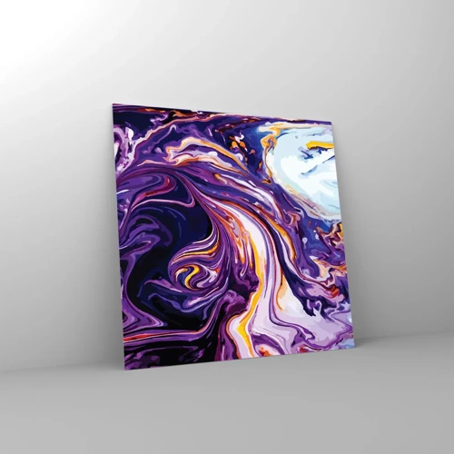 Glass picture - Bending of Space in Purple - 50x50 cm