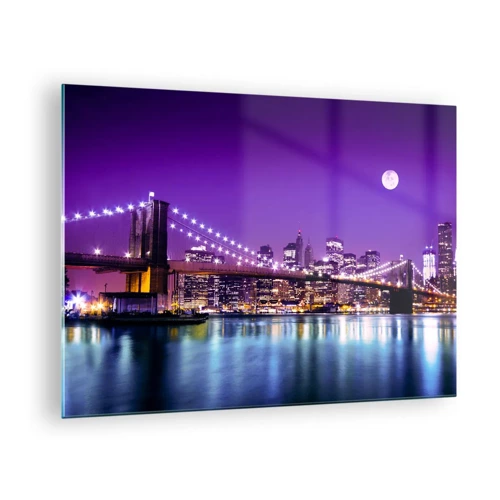 Glass picture - Big City Lights in Violet - 70x50 cm