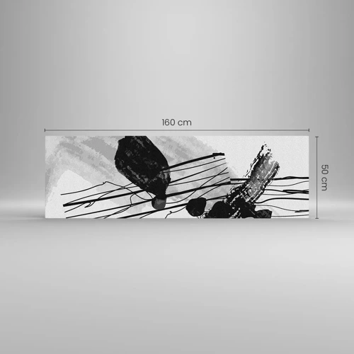 Glass picture - Black and White Organic Abstraction - 160x50 cm