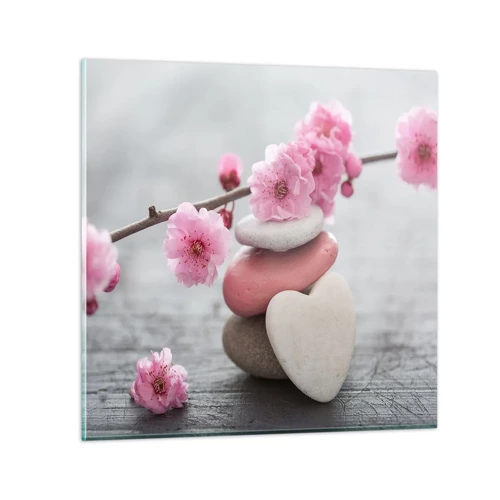 Glass picture - Bliss with Cherry Blossom - 30x30 cm