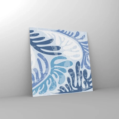 Glass picture - Blue Ferns - 40x40 cm