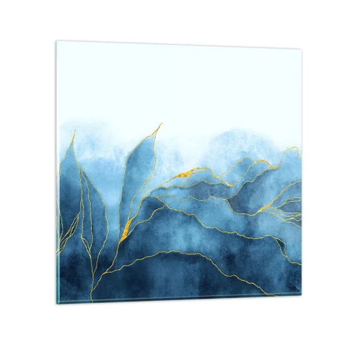 Glass picture - Blue In Gold - 50x50 cm