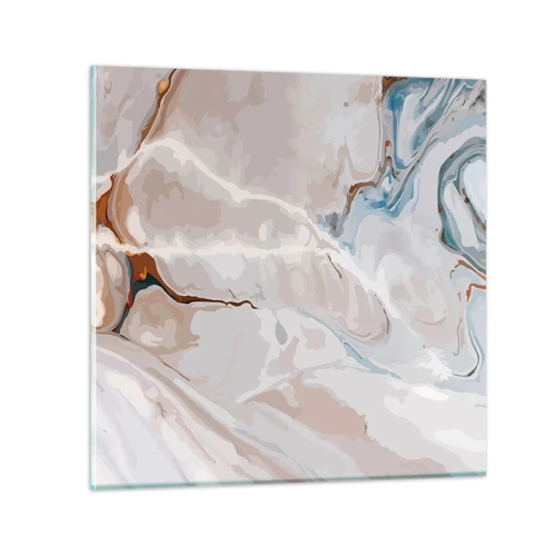 Glass picture - Blue Meanders under White - 30x30 cm