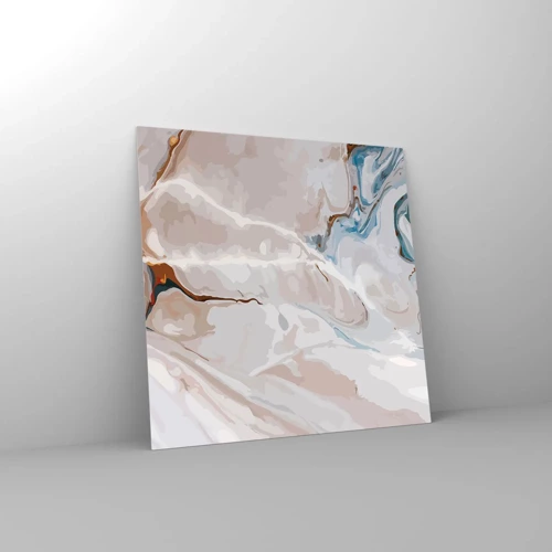 Glass picture - Blue Meanders under White - 70x70 cm