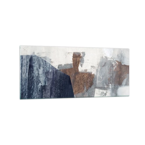 Glass picture - Blue and Brown Shapes - 120x50 cm