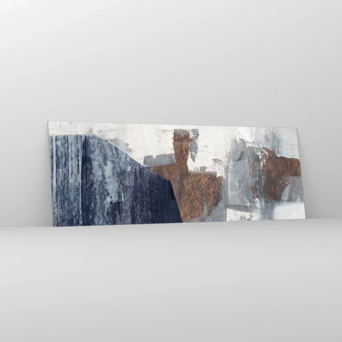 Glass picture - Blue and Brown Shapes - 140x50 cm