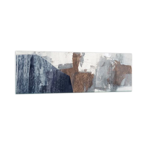 Glass picture - Blue and Brown Shapes - 160x50 cm