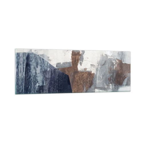 Glass picture - Blue and Brown Shapes - 90x30 cm