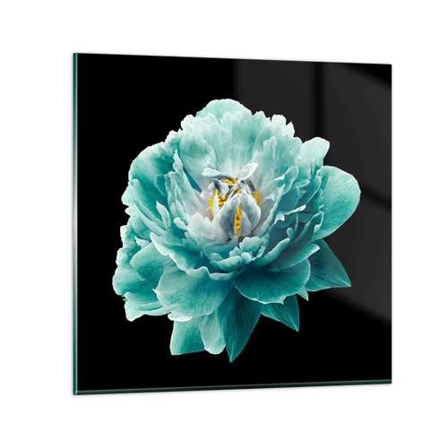 Glass picture - Blue and Gold Petals - 30x30 cm