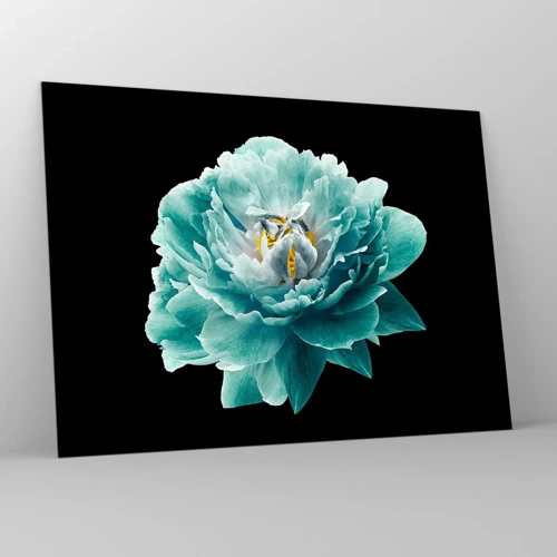 Glass picture - Blue and Gold Petals - 70x50 cm