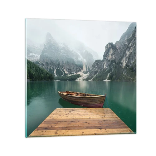 Glass picture - Boat Found Solitude - 40x40 cm