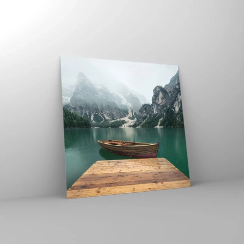 Glass picture - Boat Found Solitude - 40x40 cm