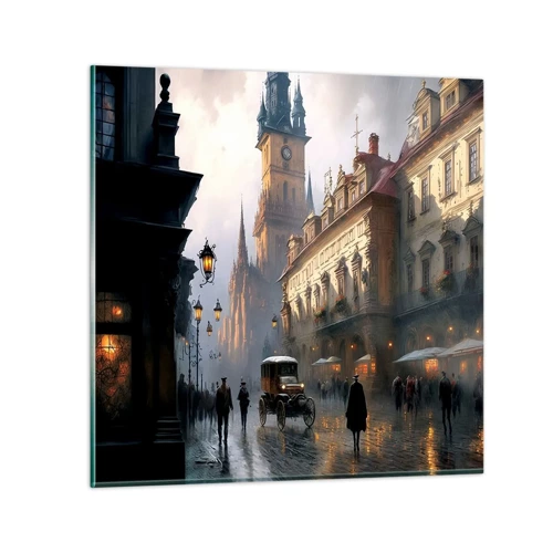 Glass picture - Charm of Evening in Prague - 50x50 cm