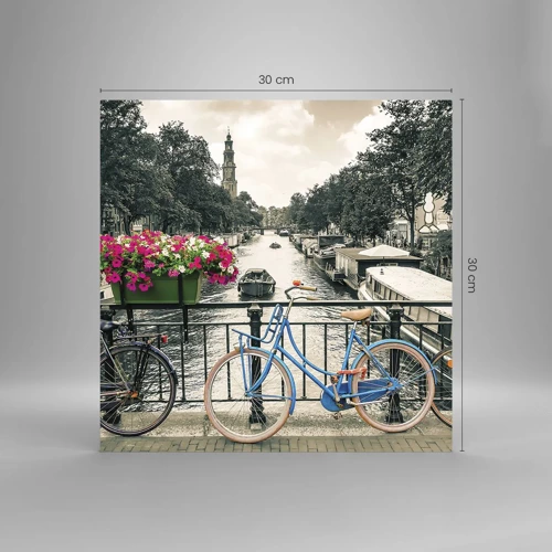 Glass picture - Colour of a Street in Amsterdam - 30x30 cm