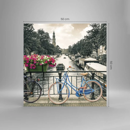 Glass picture - Colour of a Street in Amsterdam - 50x50 cm
