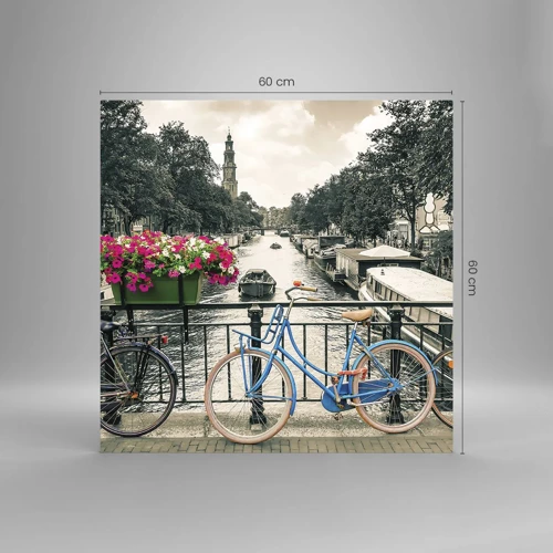 Glass picture - Colour of a Street in Amsterdam - 60x60 cm