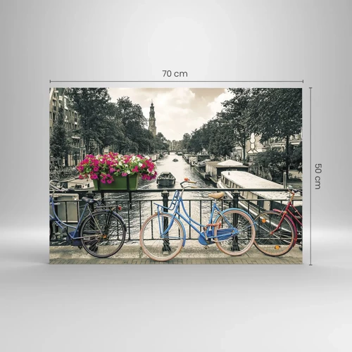 Glass picture - Colour of a Street in Amsterdam - 70x50 cm