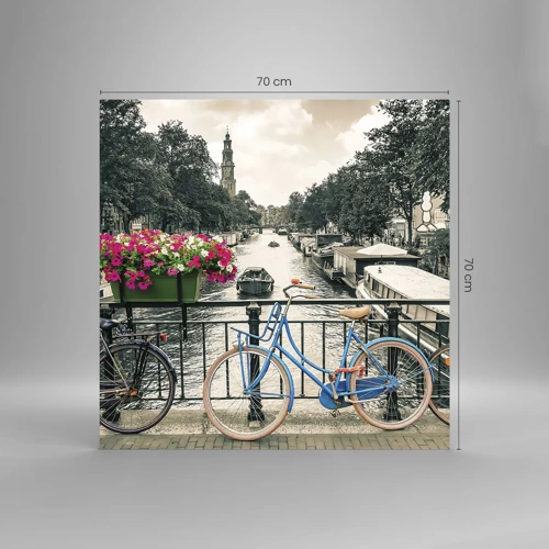 Glass picture - Colour of a Street in Amsterdam - 70x70 cm