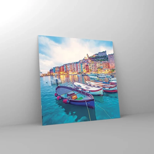 Glass picture - Colourful Evening in a Port - 40x40 cm